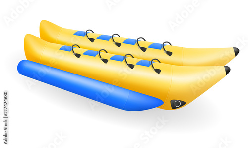 banana inflatable boat for water amusement vector illustration