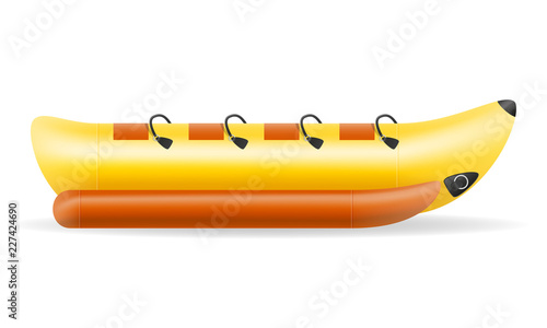 banana inflatable boat for water amusement vector illustration