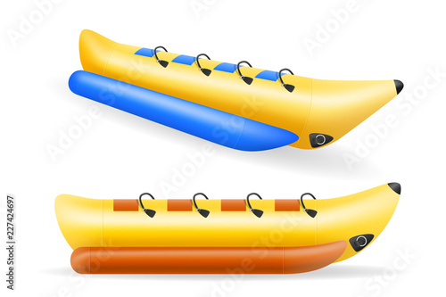 banana inflatable boat for water amusement vector illustration
