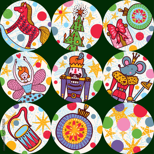 Christmas line vector seamless Nutcracker pattern.  Seamless pattern can be used for wallpaper, pattern fills, web page background, surface textures.