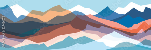 Color mountains, translucent waves, abstract glass shapes, modern background, vector design Illustration for you project
