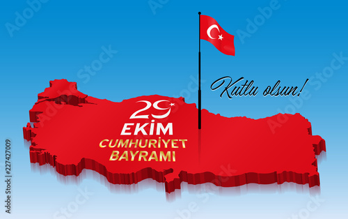 Republic of Turkey celebration on October 29th over a 3D Turkey map