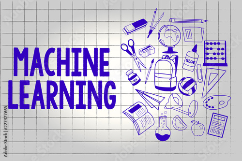 Handwriting text Machine Learning. Concept meaning give computers the ability to be taught with data.