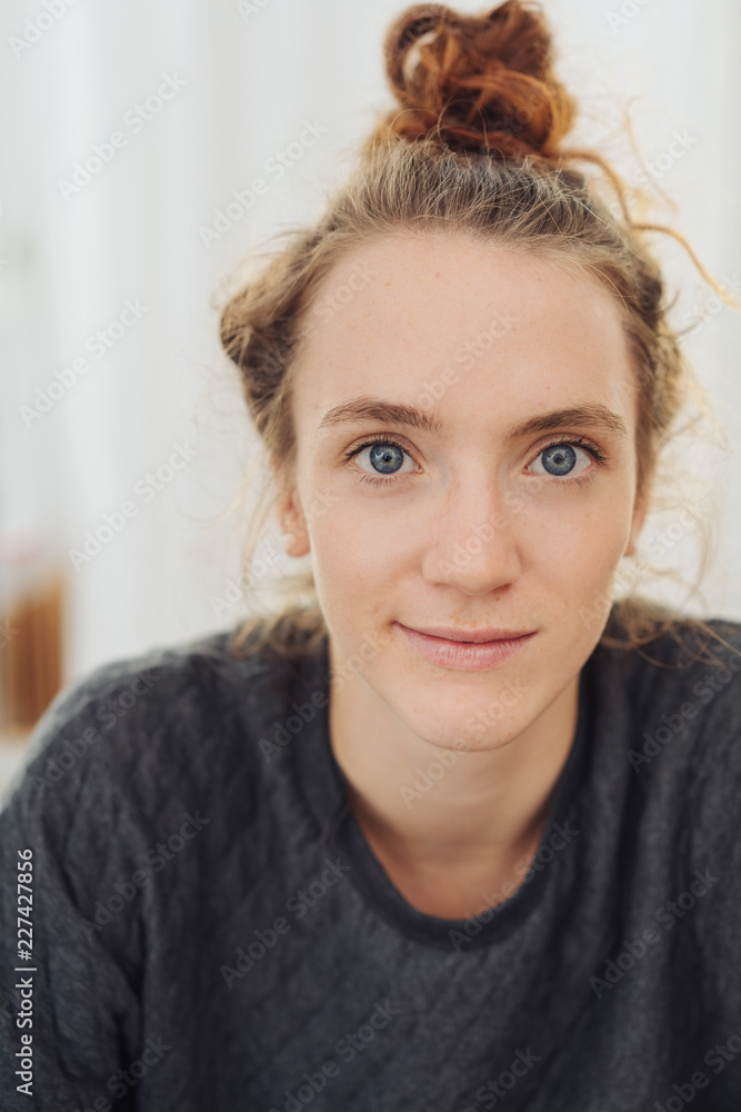 Pretty young woman with big blue eyes Pretty young woman with big blue eyes