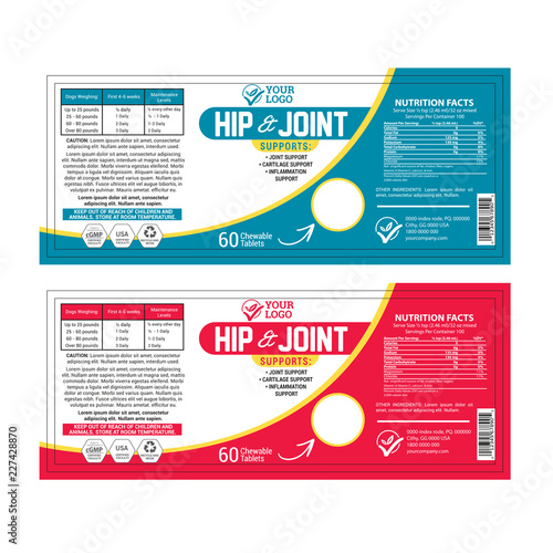 Dog hip & joint supplement label template