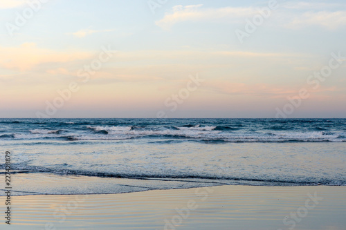 Tenerife, Canary Islands, Spain - September 26, 2018: ocean waves close-up 