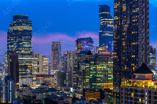 Night of the Metropolitan Bangkok City downtown cityscape urban skyline  Thailand  - Cityscape Bangkok city Thailand © suphaporn