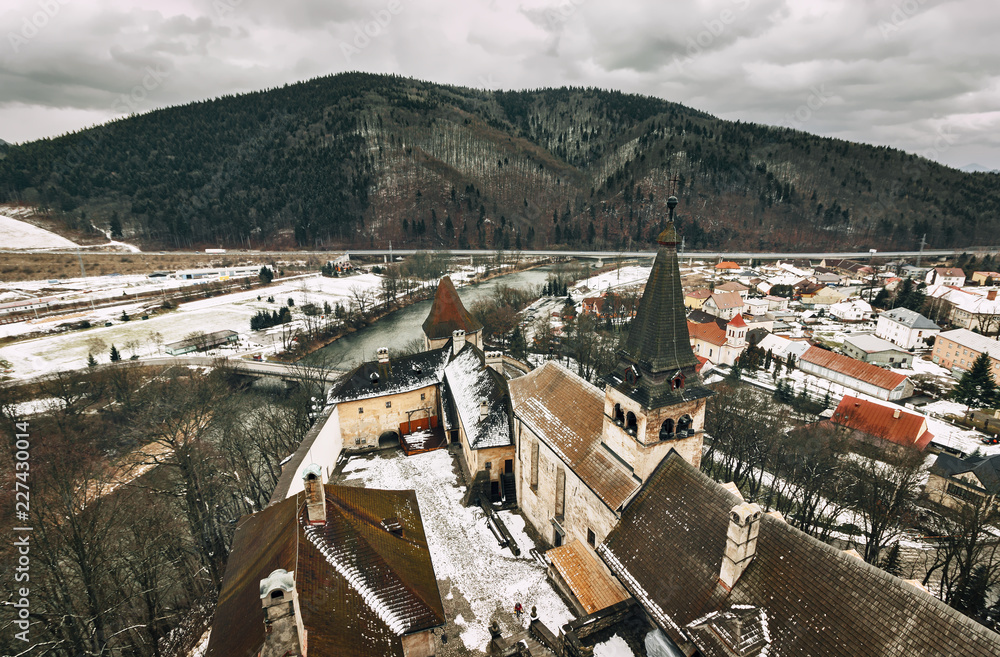 Top view of the town Orava from the Orava castle - Slovakia