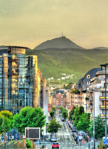 Fotografie View of Puy de Dome volcano from Clermont-Ferrand, France