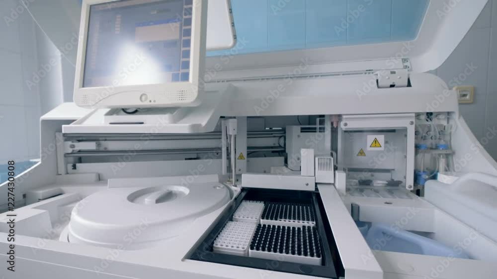 Analyzing machine at a hospital, close up. Analyzing machine at a hospital, close up.