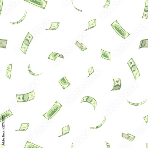 Wealth and success concept - rain from dollars