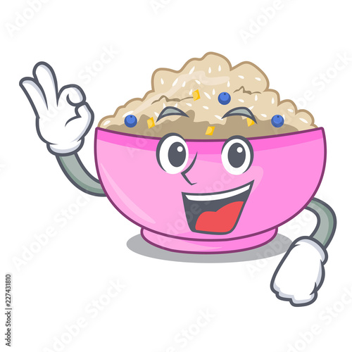 Okay traditional porridge rice in bowl cartoon