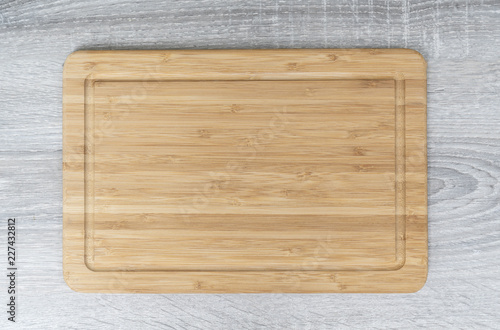 an empty wooden kitchen table on the table