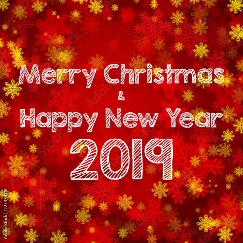 Christmas and new year wishes on Abstract red snowflakes Background