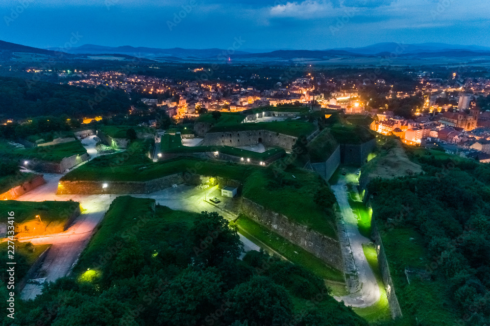 Fortress Klodzko in the evening aerial view