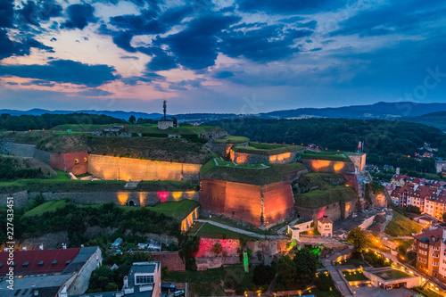 Fortress Klodzko in the evening aerial view