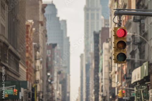 Canvas Print City streets. New York. Silhouettes of houses in the haze.