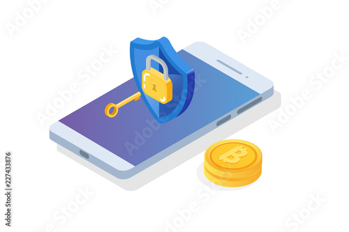 Security, Safety and confidential personal Data Protection Isometric concept.