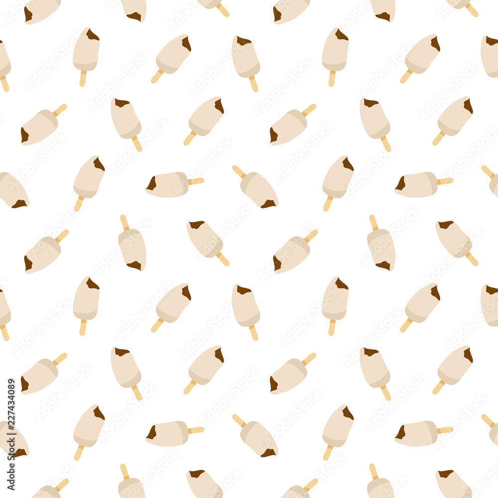 Fototapeta premium Minimal simple ice cream vector seamless pattern. White chocolate icecream background for greeting cards, prints, wrapping paper design and other.