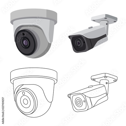 Vector design of cctv and camera logo. Set of cctv and system stock vector illustration.