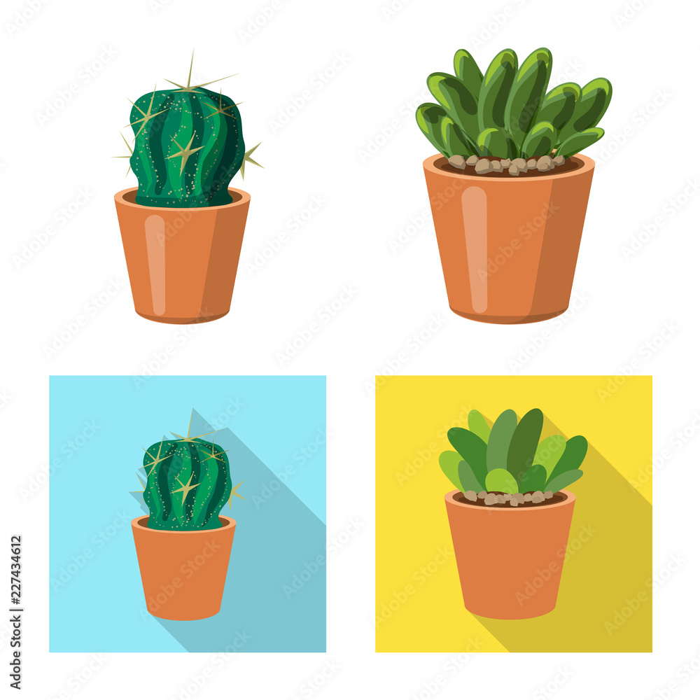 Vector design of cactus and pot symbol. Collection of cactus and cacti stock vector illustration.