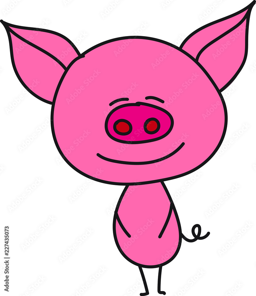 Happy pink pig. Symbol of the year 2019. Happy pink pig. Symbol of the year 2019.