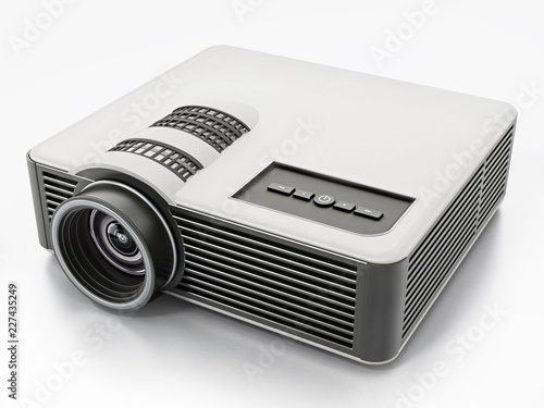 Generic projector isolated on white background. 3D illustration