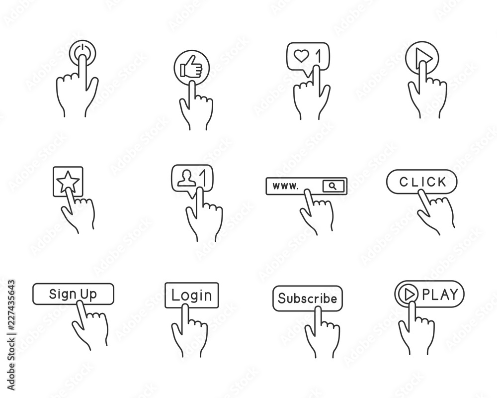 App buttons linear icons set App buttons linear icons set