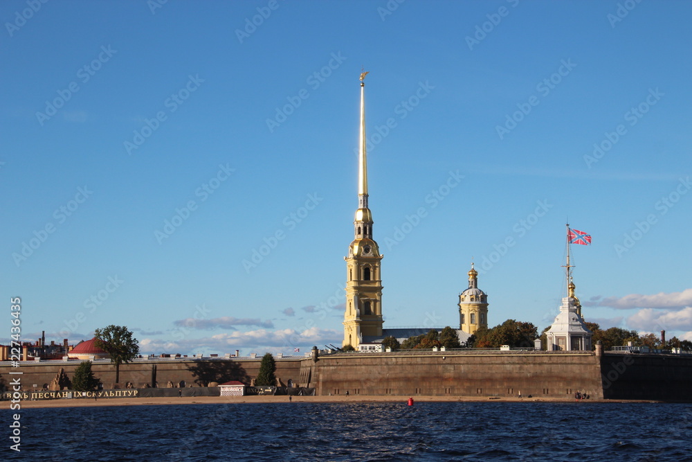 Peter and Paul's fortress view from Neva river . Saints Petersburg,Russia