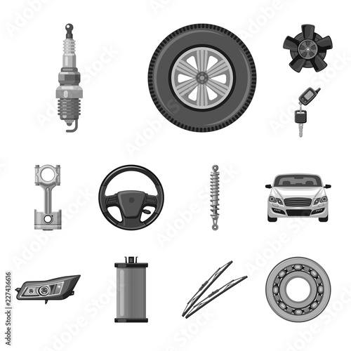 Vector illustration of auto and part sign. Set of auto and car vector icon for stock.