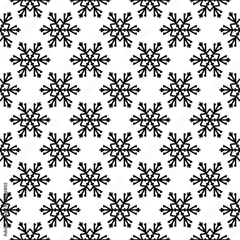 Snowflakes. Seamless pattern. Black and white winter ornament