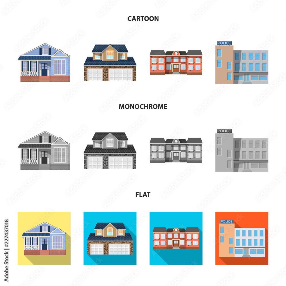 Vector design of building and front logo. Set of building and roof stock vector illustration.