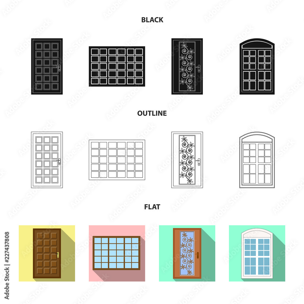Vector illustration of door and front icon. Collection of door and wooden vector icon for stock. Vector illustration of door and front icon. Collection of door and wooden vector icon for stock.