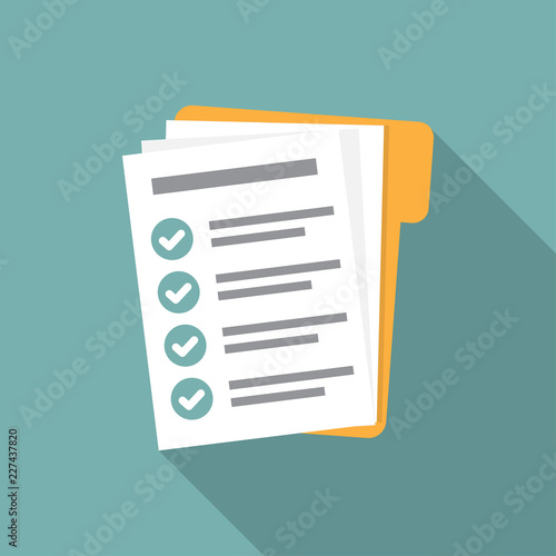 Checklist form document in folder in a flat design