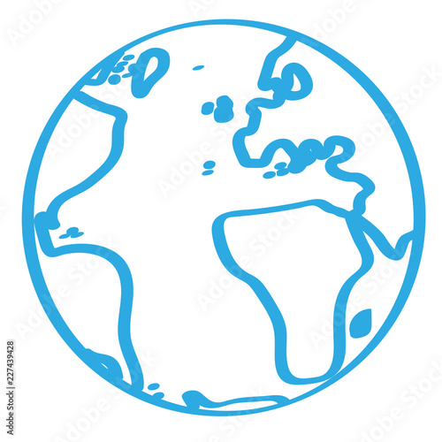 Handgezeichnete Weltkugel in blau