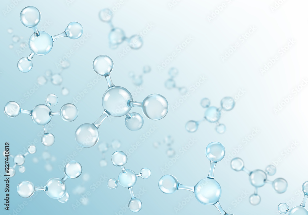 Abstract molecules design. Atoms. Molecular structure with blue ...