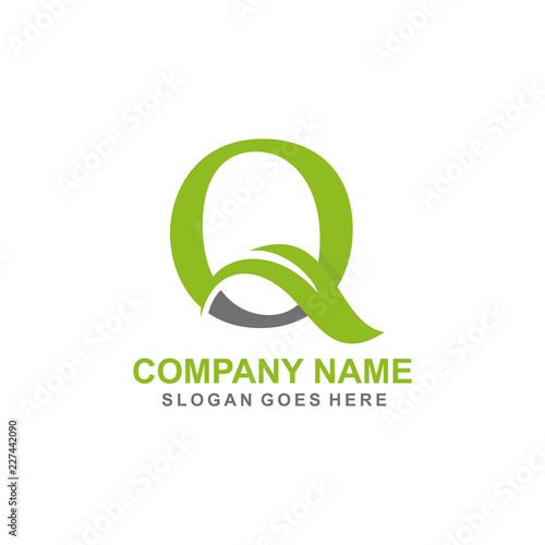 Letter Q leaf initial logo template