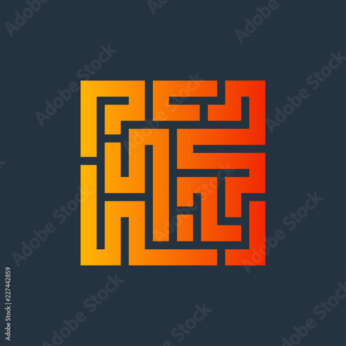Icono plano laberinto naranja en fondo oscuro