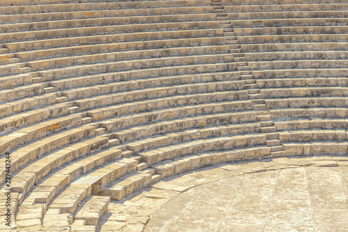 part of stone rows seats,steps,stairs and scene of Ancient amphitheater.Public speaking concept