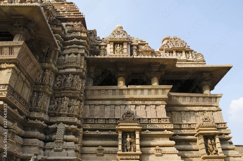 LAKSHMANA TEMPLE, South Wall, Base , - Niches with deities, Western Group, Khajuraho, Madhya Pradesh, UNESCO World Heritage Site