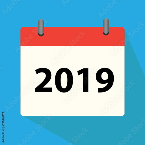 calendar 2019 icon on white background. calendar 2019 sign for your web site design, logo, app, UI. flat style. 2019 symbol.