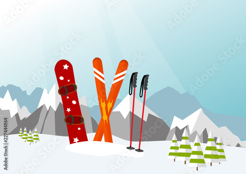 Snowboard and Ski in the Ski Mountain Resort