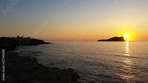 Beautiful sunset on Mediterranean sea, Ibiza, Cala Conta