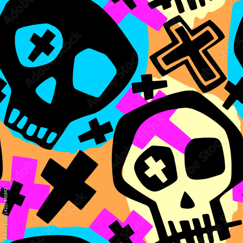 Skull funky boys and girls apparel modern print.