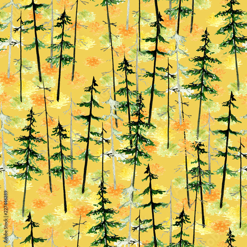 Seamless pattern with autumn forest © JuliaBadeeva