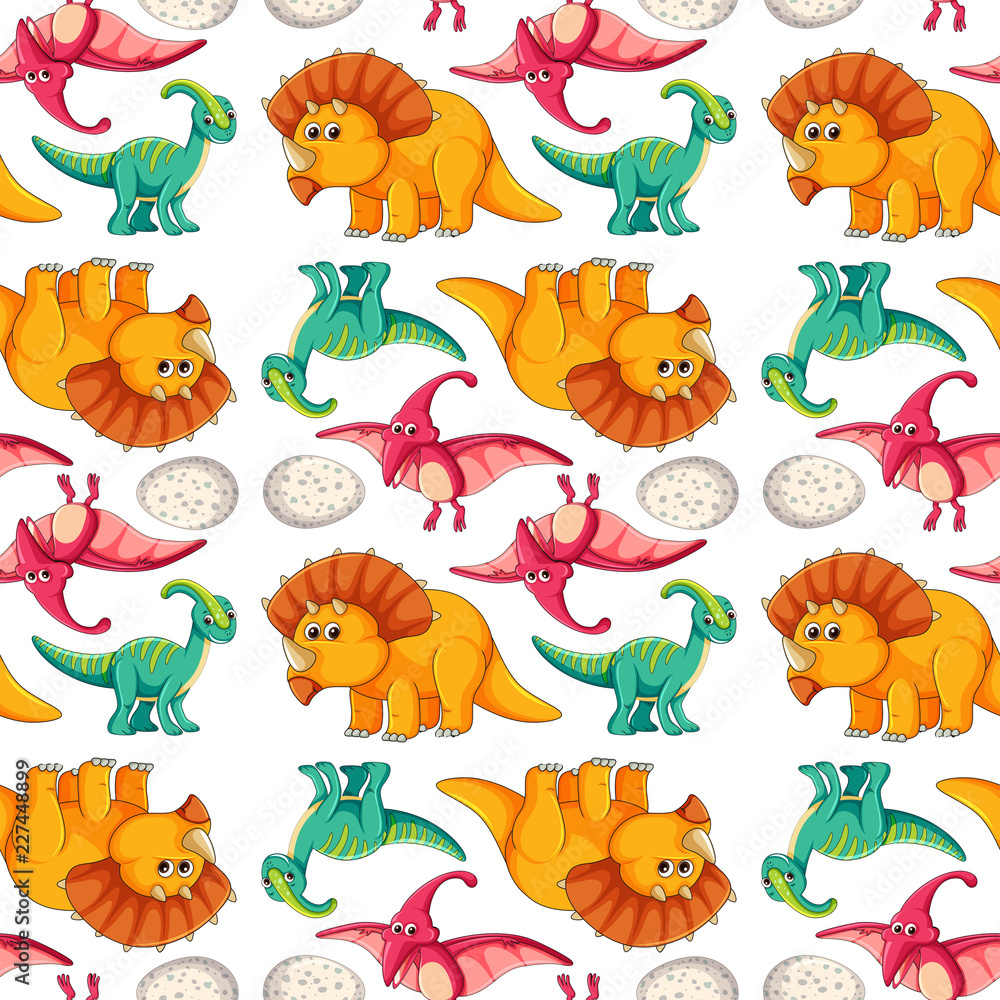 Obraz premium Dinosaur on seamless pattern