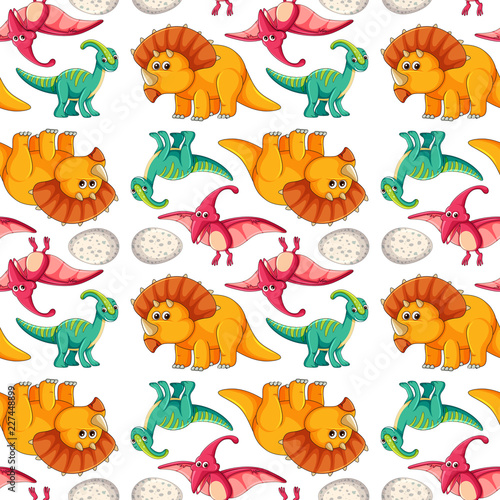 Dinosaur on seamless pattern