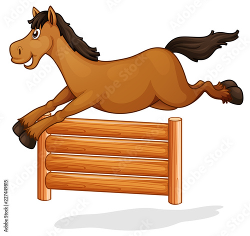 A horse jump on wooden fence