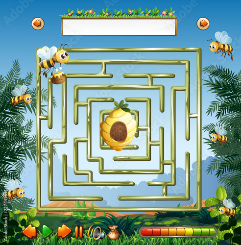 Bees and beehive maze game