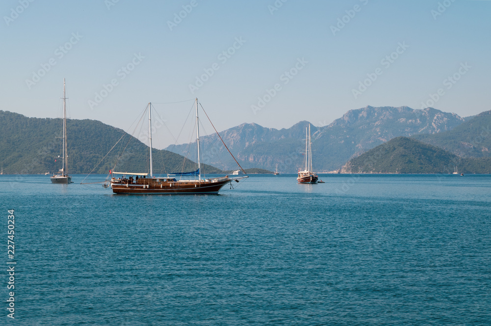 Yachts in bay of Marmaris city in Turkey